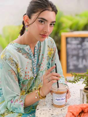 Sky blue rayon printed co-ord set 5
