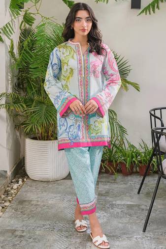 Sky blue rayon printed co-ord set