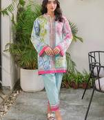 Sky blue rayon printed co-ord set