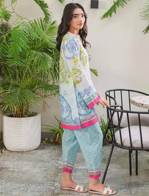 Sky blue rayon printed co-ord set 3