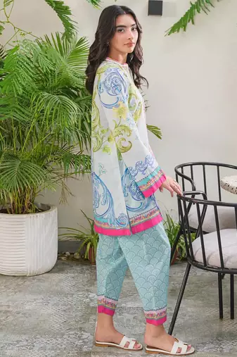 Sky blue rayon printed co-ord set