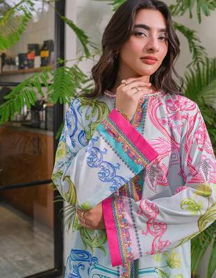 Sky blue rayon printed co-ord set 5