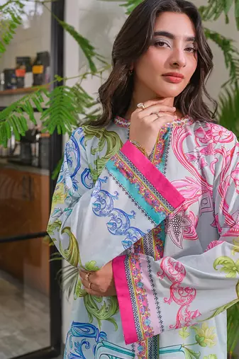 Sky blue rayon printed co-ord set