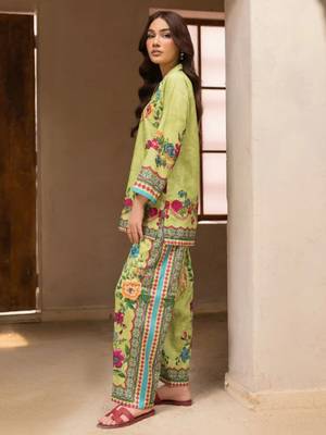 Lime rayon printed co-ord set 2