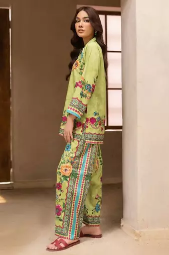 Lime rayon printed co-ord set