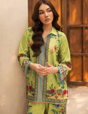 Lime rayon printed co-ord set 3