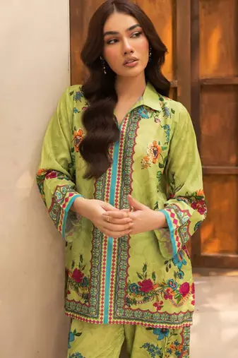 Lime rayon printed co-ord set