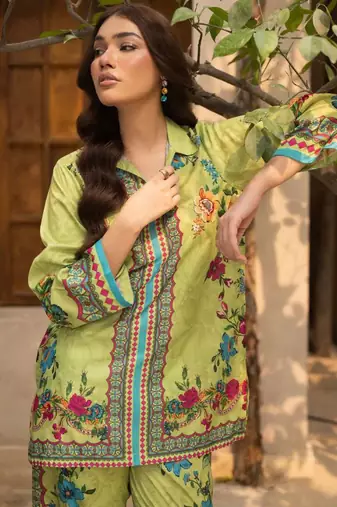 Lime rayon printed co-ord set