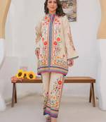 Cream rayon printed co-ord set