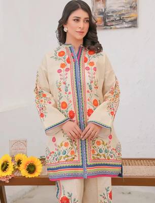 Cream rayon printed co-ord set 2