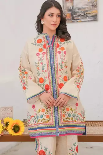 Cream rayon printed co-ord set