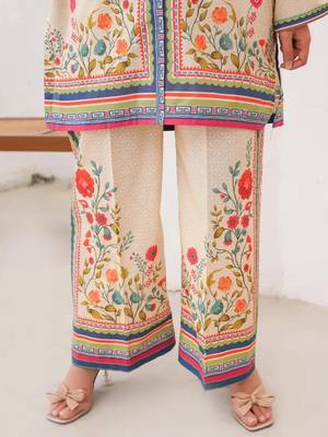 Cream rayon printed co-ord set 4