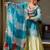 Aqua blue satin silk blend thread embroidered kurta sharara set