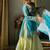 Aqua blue satin silk blend thread embroidered kurta sharara set