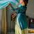 Aqua blue satin silk blend thread embroidered kurta sharara set