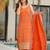 Orange chinon silk heavy thread embroidery work kurta palazzo set