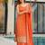 Orange chinon silk heavy thread embroidery work kurta palazzo set