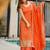 Orange chinon silk heavy thread embroidery work kurta palazzo set