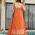 Orange chinon silk heavy thread embroidery work kurta palazzo set