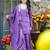 Lavender silk crepe heavy thread embroidery work kurta palazzo set