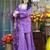 Lavender silk crepe heavy thread embroidery work kurta palazzo set
