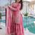 Pink fendy silk heavy thread embroidery work kurta palazzo set