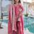 Pink fendy silk heavy thread embroidery work kurta palazzo set