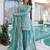 Sky blue fendy silk heavy thread embroidery work kurta palazzo set