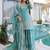 Sky blue fendy silk heavy thread embroidery work kurta palazzo set