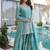 Sky blue fendy silk heavy thread embroidery work kurta palazzo set