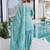 Sky blue fendy silk heavy thread embroidery work kurta palazzo set