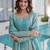 Sky blue fendy silk heavy thread embroidery work kurta palazzo set