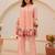 Peach chanderi silk heavy thread embroidery work kurta with pant