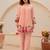 Peach chanderi silk heavy thread embroidery work kurta with pant