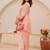 Peach chanderi silk heavy thread embroidery work kurta with pant