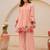 Peach chanderi silk heavy thread embroidery work kurta with pant