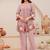 Mauve chanderi silk heavy thread embroidery work kurta with pant