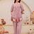 Mauve chanderi silk heavy thread embroidery work kurta with pant