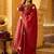 Maroon chanderi silk heavy thread embroidery work kurta pant set