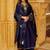 Navy blue chanderi silk heavy thread embroidery work kurta pant set