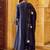 Navy blue chanderi silk heavy thread embroidery work kurta pant set