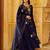 Navy blue chanderi silk heavy thread embroidery work kurta pant set