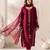 Red chanderi silk heavy thread embroidery work kurta pant set