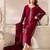 Red chanderi silk heavy thread embroidery work kurta pant set