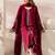 Red chanderi silk heavy thread embroidery work kurta pant set