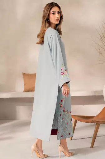 Sky blue chanderi silk heavy thread embroidery work kurta pant set