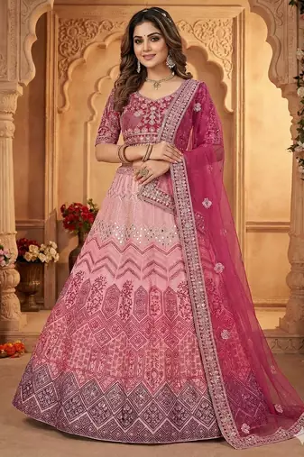 Pink Embroidered Lehenga Choli with dupatta