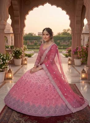 Pink Embroidered Lehenga Choli with dupatta 2