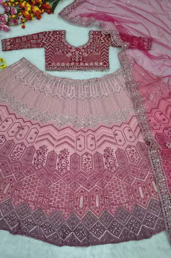 Pink Embroidered Lehenga Choli with dupatta