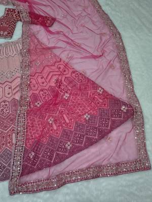 Pink Embroidered Lehenga Choli with dupatta 5
